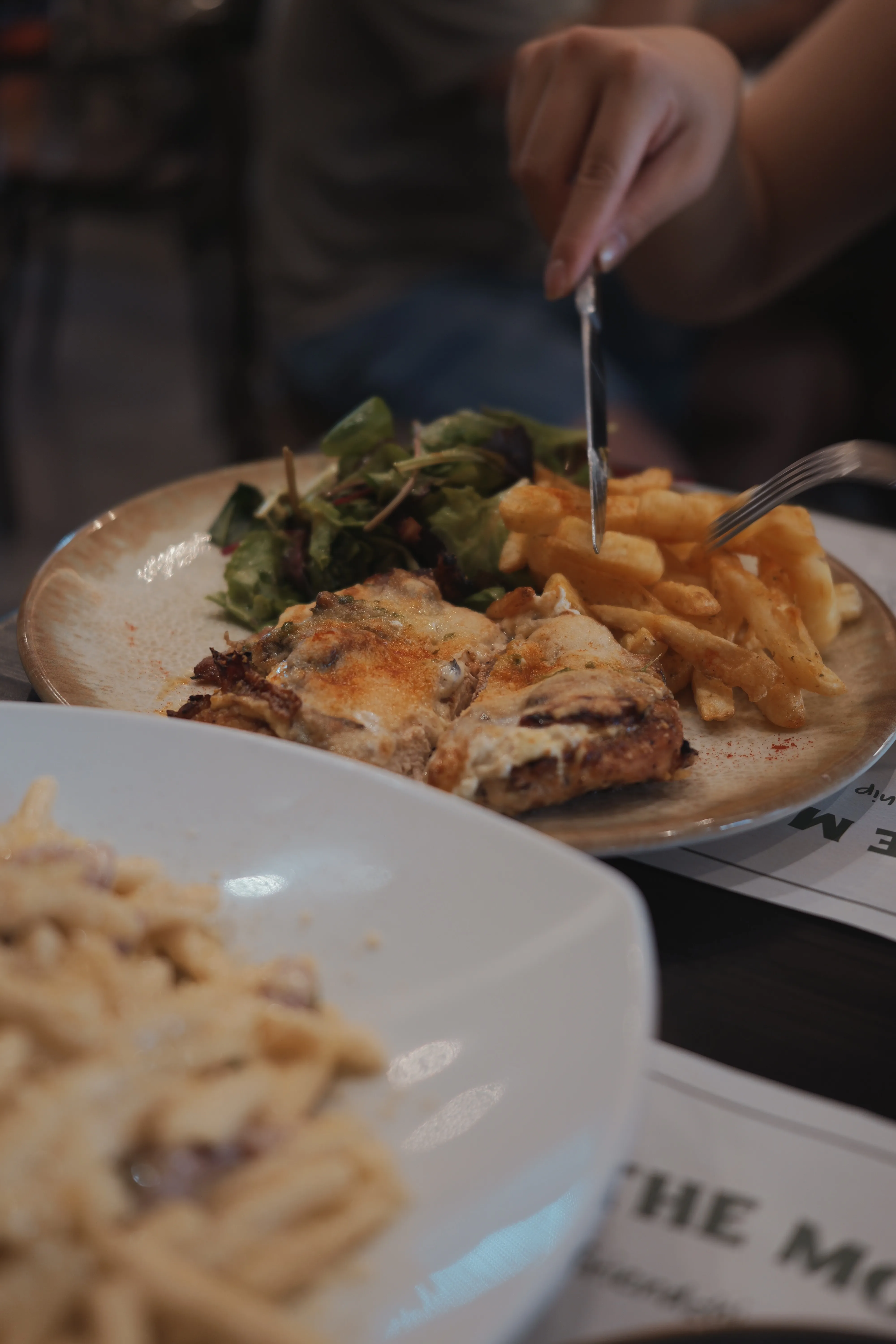 A meal at a restaurant
