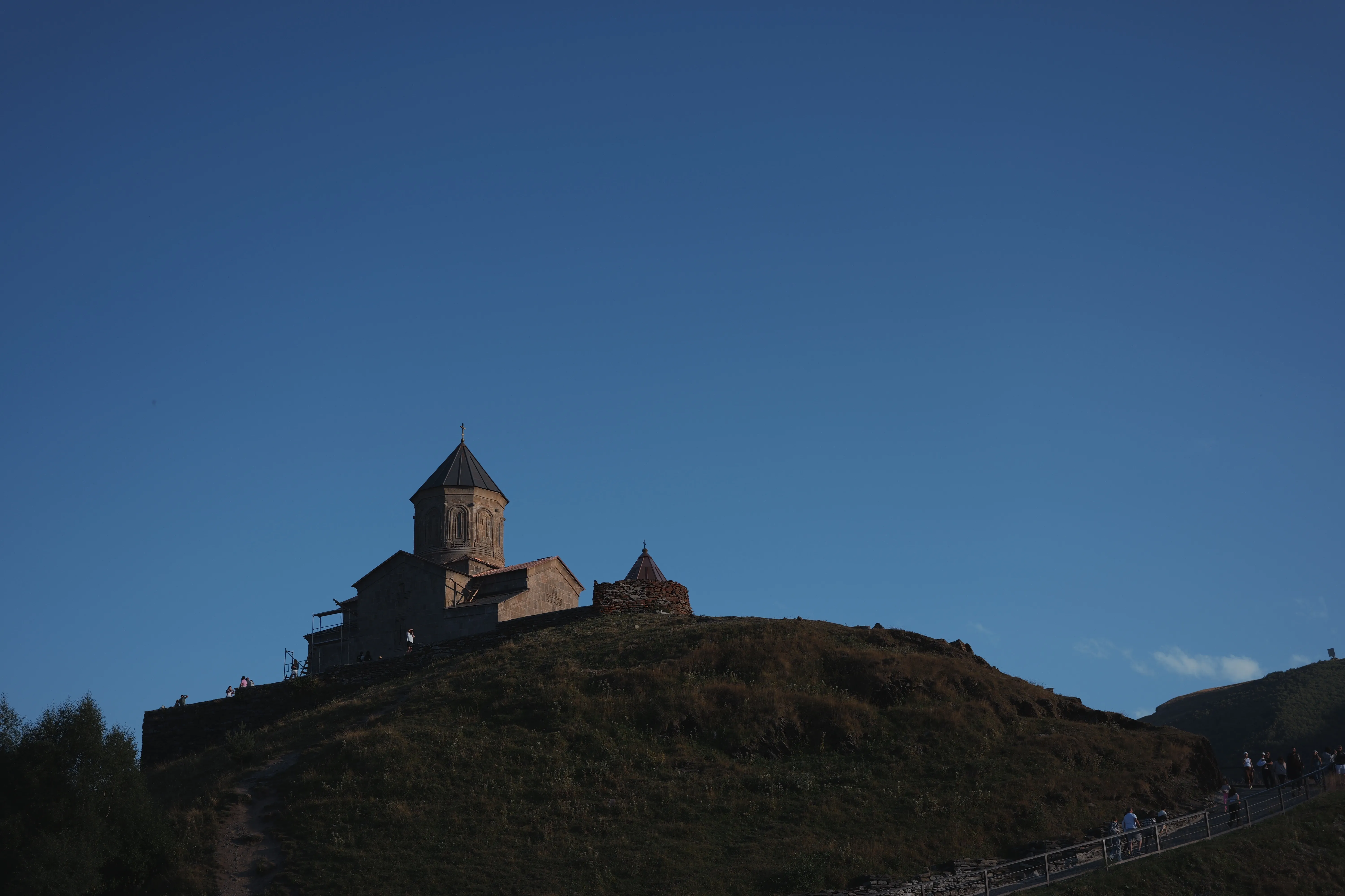 A hilltop church in the fog
